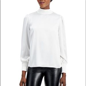 Bar III Smocked Mock-Neck Blouse